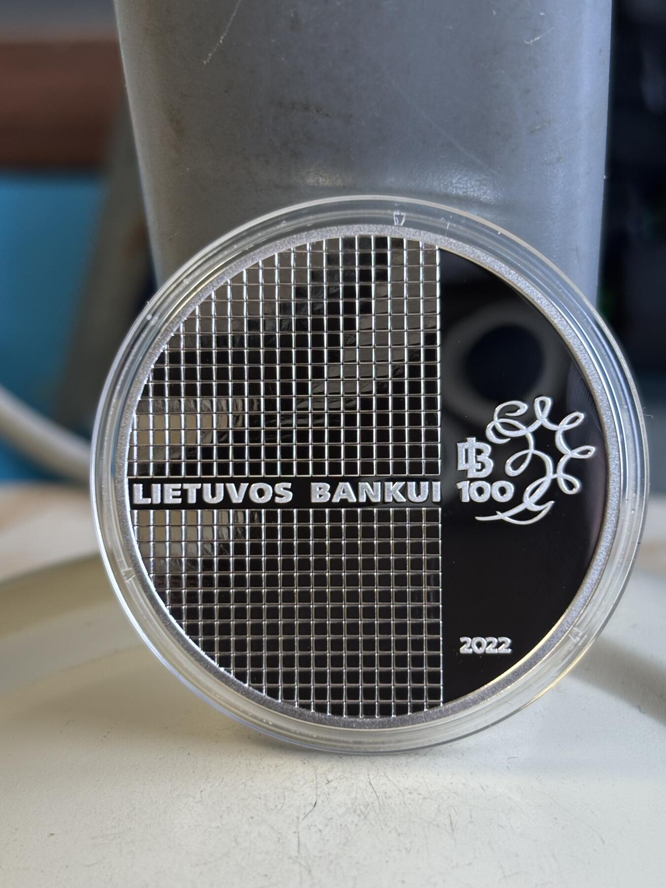 第194期拍卖 立陶宛2022年立陶宛银行成立20欧精制纪念银币，925银，28.28克，发行2750枚