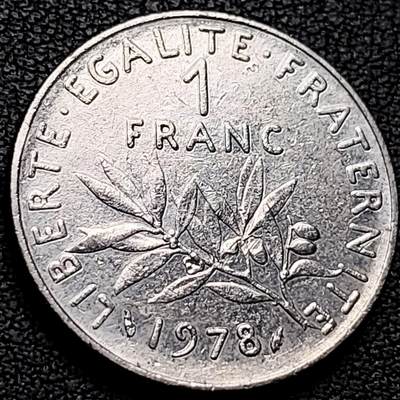 泉币菌-第213场-拍品多 请提前出价（工作最近较忙 发货不及时，望理解） - 1978年 法国1法郎 播种女神 24mm