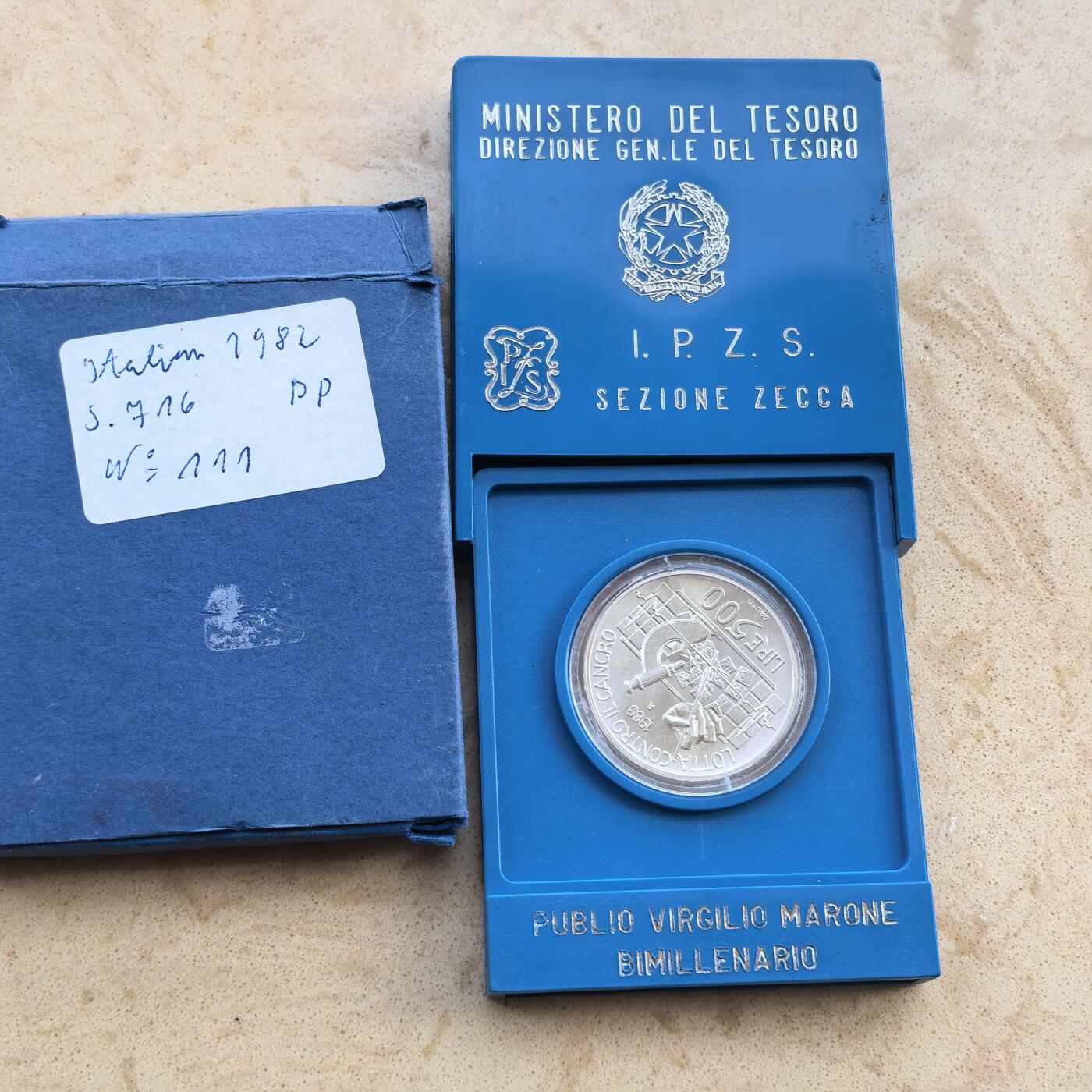 道一币馆币章第一百七十场 原盒 意大利1989年抗癌联合会成立500里拉纪念银币