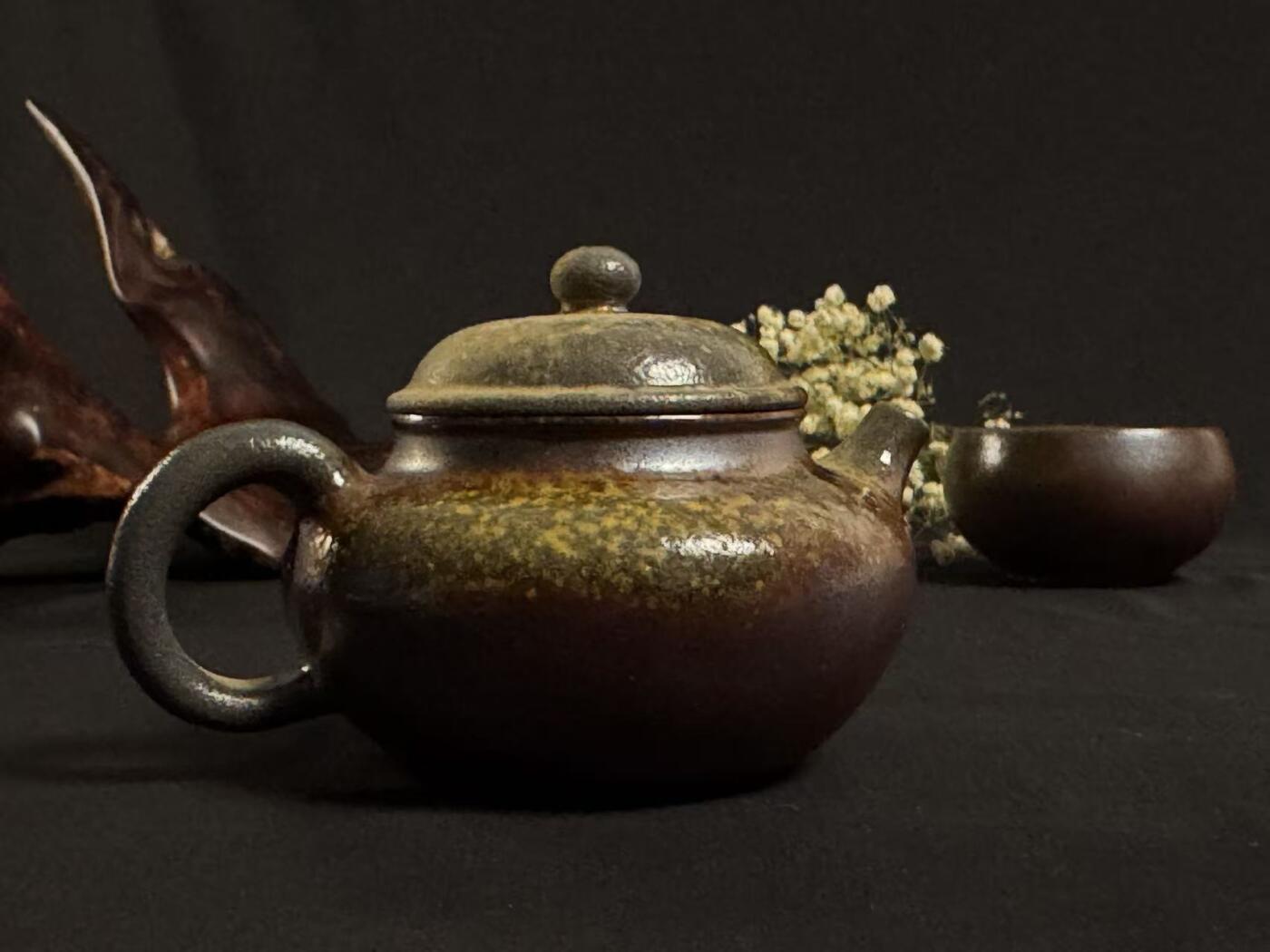 零元拍：原矿紫砂壶柴烧德钟+柴烧主人杯（80CC左右）