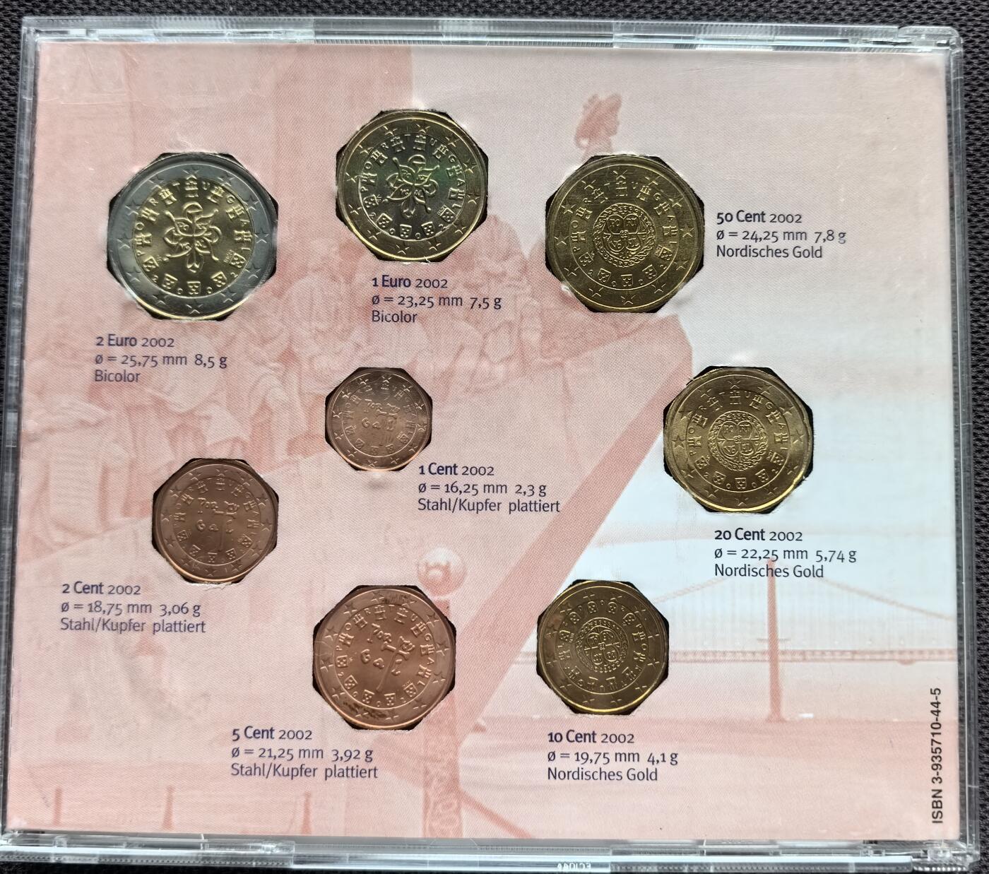 外国优质老铜币银币苏联纪念章，每周六晚九点倒数截拍，满百包邮可寄存，持续收拍 欧元硬币-2002年葡萄牙（首发版+CD盒）