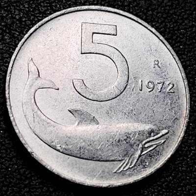 泉币菌-第213场-拍品多 请提前出价（工作最近较忙 发货不及时，望理解） - 原光美品  意大利5里拉铝币 海豚 20.2mm 