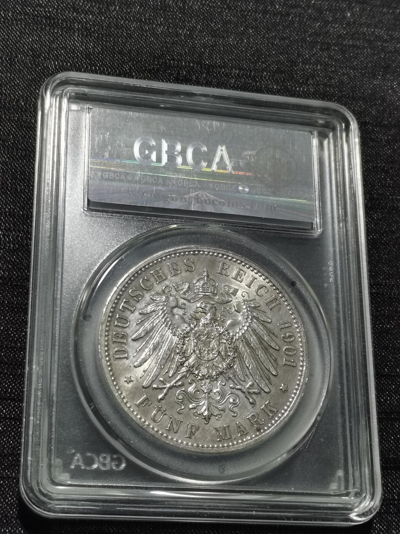 天下钱庄专场欢迎参拍 公博评级MS63德国普鲁士建国200周年5马克银币