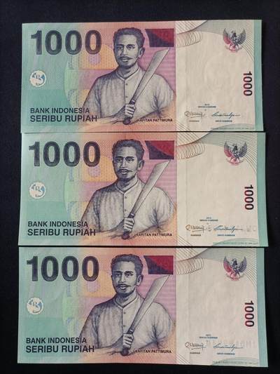 【游宝拍卖】丙午马年第14期 - 印尼-1000卢比 3张 UNC/UNC-