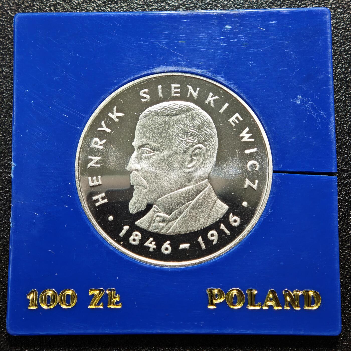 【德藏】世界币章拍卖第168期（拍品征集中~欢迎藏友联系） 1977年 波兰显克维奇100兹罗提纪念银币 直径约：32mm；重约：16.5g