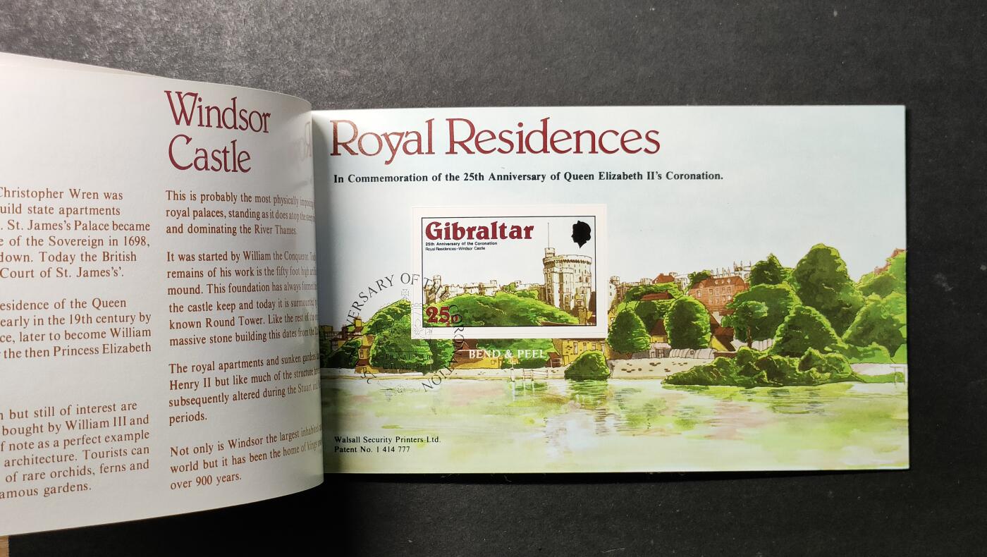 ↓君缘收藏764期☞钱币邮品↓无佣金、可寄存、满30元包邮  英属直布罗陀邮票，1978年伊丽莎白二世女王加冕25周年:王室城堡邮票小本票