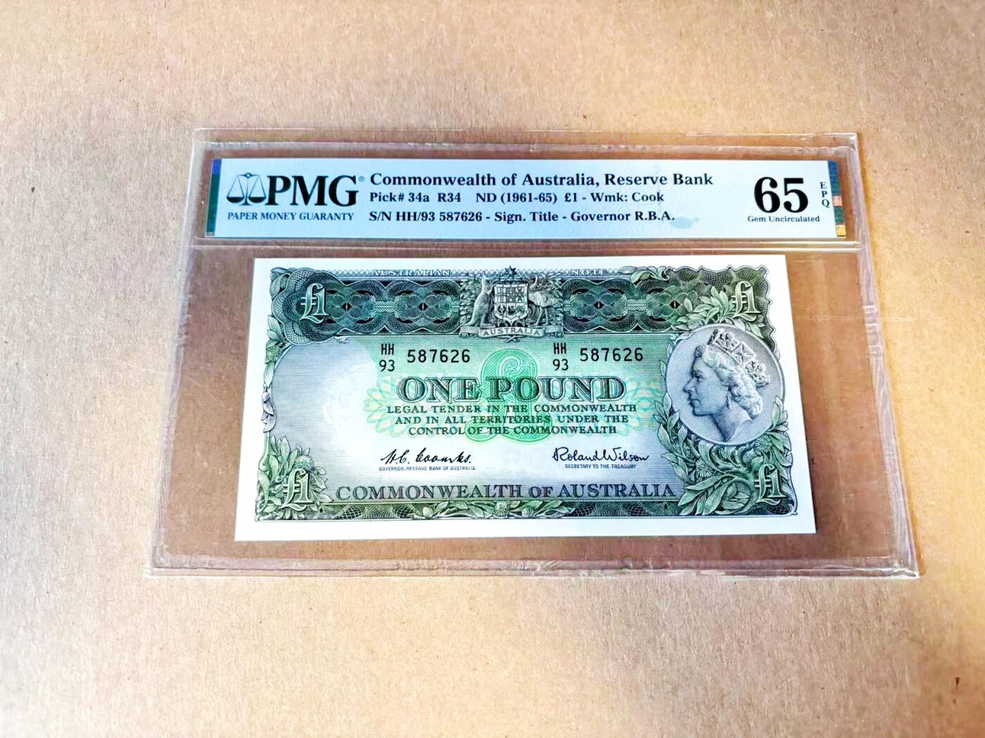 【Blue Auction】世界纸币精拍第796期——18级TOP拍卖/信誉/品质/专业/高效💫 澳大利亚 1961-65年1镑 PMG65EPQ 石膏女王
