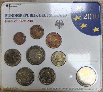 外国优质老铜币银币苏联纪念章，每周六晚九点倒数截拍，满百包邮可寄存，持续收拍 - 欧元硬币-2010年德国（带一枚纪念币）