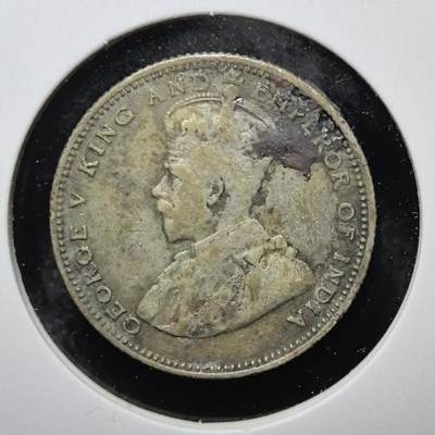 外国优质老铜币银币苏联纪念章，每周六晚九点倒数截拍，满百包邮可寄存，持续收拍 - 英属海峡殖民地1927年20分银币，正面为英王乔治五世头像及 “印度皇帝” 头衔，背面标注面值，见证英国对东南亚殖民贸易的历史。