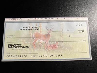 丙午马年三月第三场 。本期更新了伊朗全同 - 联合泽西银行支票，油画动物风格美观大气！全新未使用！（不设起拍放漏）