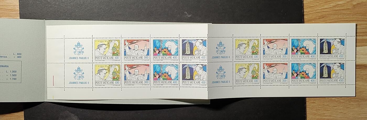 ↓君缘收藏764期☞钱币邮品↓无佣金、可寄存、满30元包邮  梵蒂冈邮票，1984年教皇保罗二世世界各地巡访邮票小本票