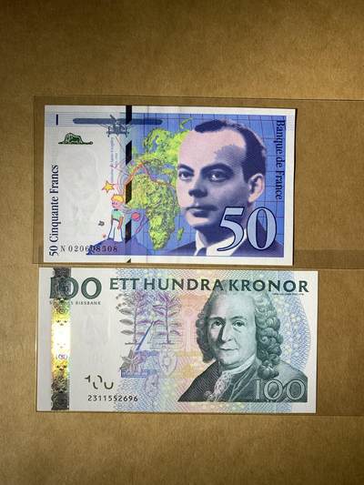 【礼羽收藏】🌏世界钱币拍卖129期 - 法国50 瑞典100 全新UNC 无47号码