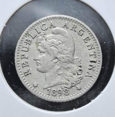 外国优质老铜币银币苏联纪念章，每周六晚九点倒数截拍，满百包邮可寄存，持续收拍 - 阿根廷1898年5分，正面为自由女神头像与国名，背面是花环与面值，见证了阿根廷近代货币体系与南美独立后的经济发展，是 19 世纪末拉美钱币的典型代表。