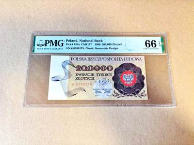 【Blue Auction】世界纸币精拍第796期——18级TOP拍卖/信誉/品质/专业/高效💫 - 波兰 1989年20万兹罗提 PMG66EPQ 
