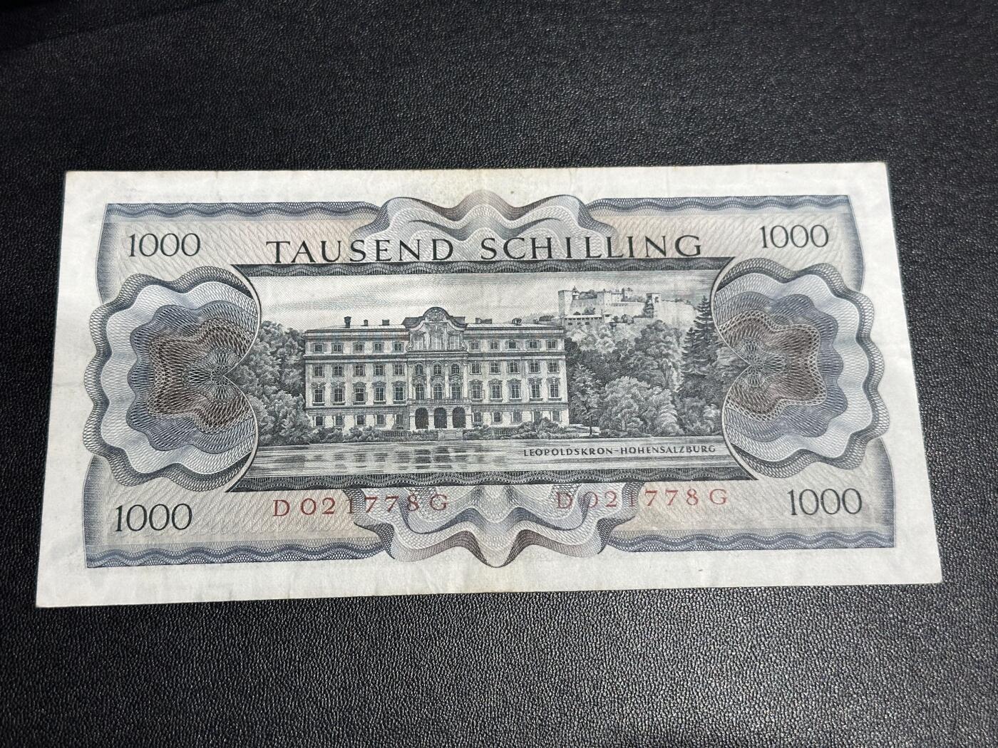 《外钞收藏家》第六百一十九期（精品场）（长期征集拍品、欢迎藏友们联系合作） 1966年奥地利1000先令 非全新 品相如图