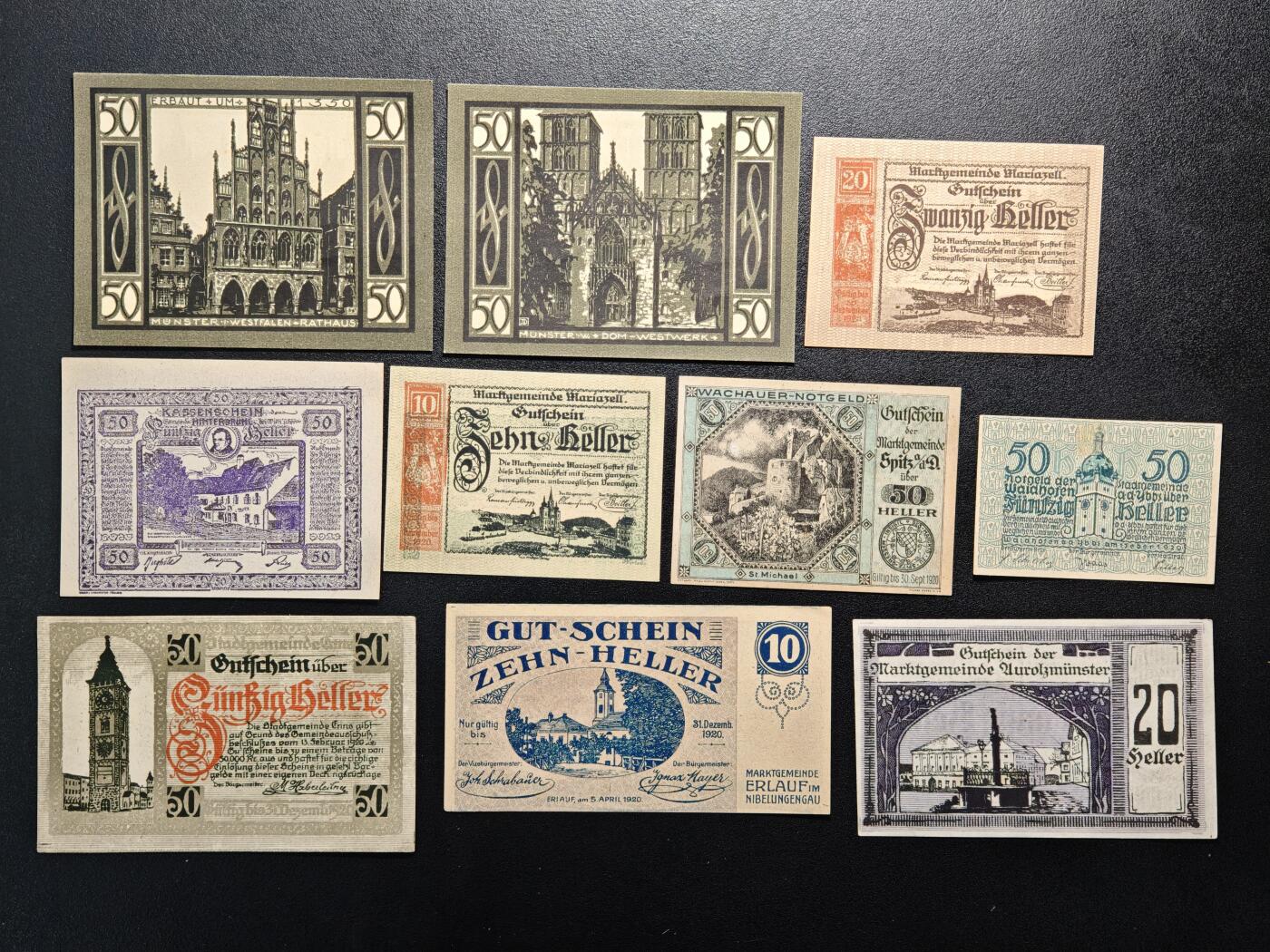 【德藏】世界币章拍卖第168期（拍品征集中~欢迎藏友联系） 德国紧急时期明斯特地区等纸币27张 及 德国50马克纸币 大票幅