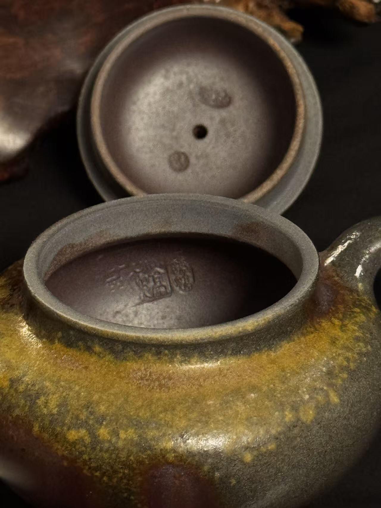 零元拍：原矿紫砂壶柴烧德钟+柴烧主人杯（80CC左右）