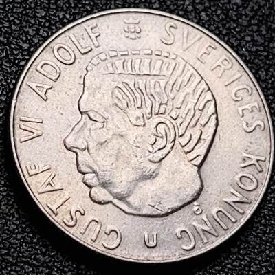 泉币菌-第213场-拍品多 请提前出价（工作最近较忙 发货不及时，望理解） - 瑞典1968年1克朗铜镍币 25mm 古斯塔夫六世 