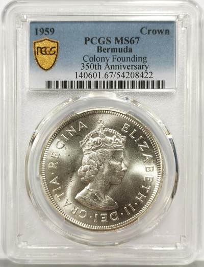博洋堂世界钱币拍卖第165期（全场包邮） - PCGS MS67 英属百慕大1959年伊丽莎白二世发现百慕大350周年1克朗纪念银币-3
