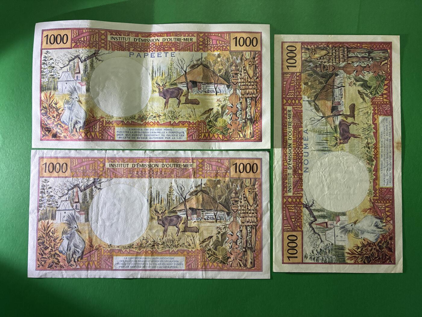 咖啡豆•收藏 2026年Mar_24th世界各国纸币拍卖 5枚 法国/法属地区 100&1000法郎 美品F-AU 外国纸币