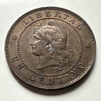 🌹外币初藏🌹🐯2026年第30场   每周二四六晚8️⃣点 接代拍 - 阿根廷 1893年 自由女神 1分铜币