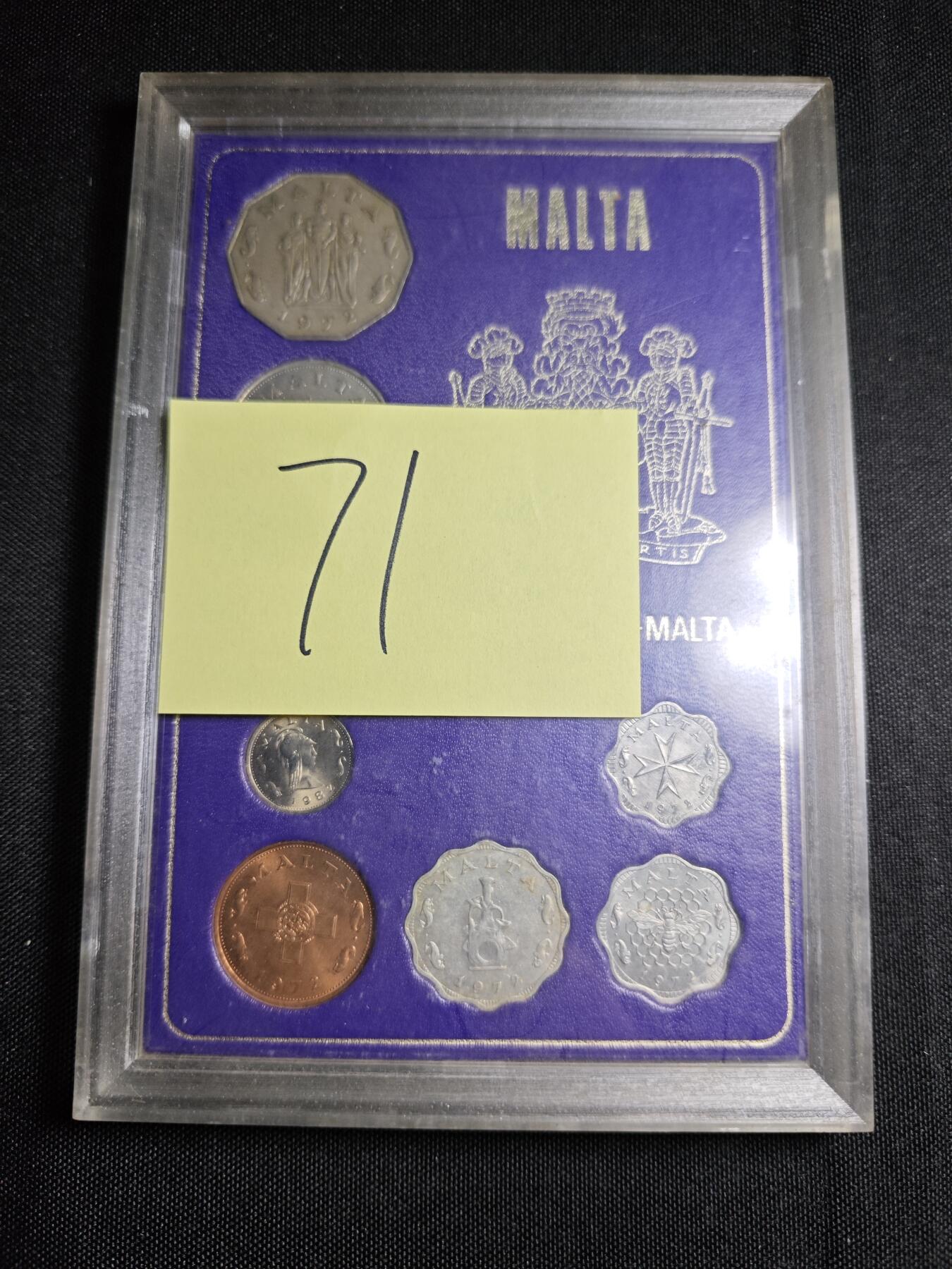 KK钱币收藏小铺   套币专场 2月预留时间 周末发货  1972马耳他清年套币