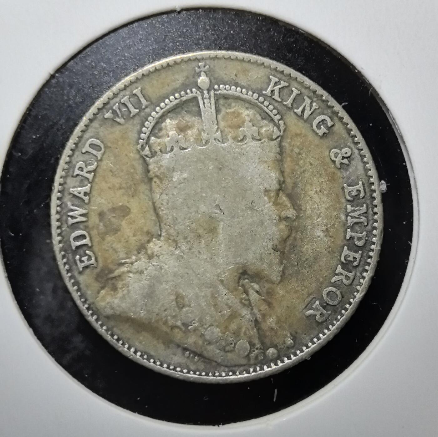 外国优质老铜币银币苏联纪念章，每周六晚九点倒数截拍，满百包邮可寄存，持续收拍 英属海峡殖民地1910年20分银币，正面为爱德华七世头像及 “国王与皇帝” 头衔，背面标注面值，是英国殖民东南亚时期的典型流通货币。