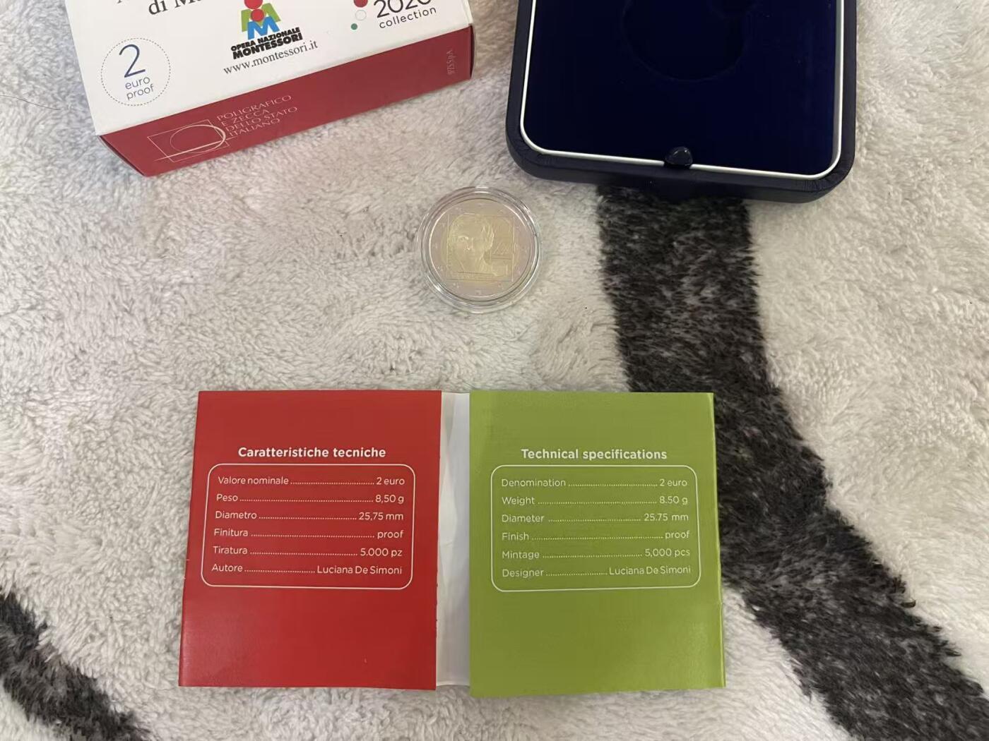 ❤️【币观天下】❤️ 第345期钱币拍卖场- 2026.3.20周五晚上6点半场 长期征集拍品  意大利2020年纪念玛丽亚精制2欧元纪念币 全新原盒原包装 限量发行5000枚