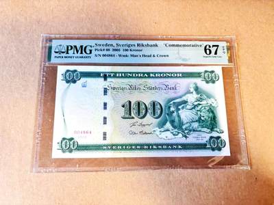 【Blue Auction】世界纸币精拍第796期——18级TOP拍卖/信誉/品质/专业/高效💫 - 【千位小号】瑞典 2005年100克朗 纪念钞 PMG67EPQ 