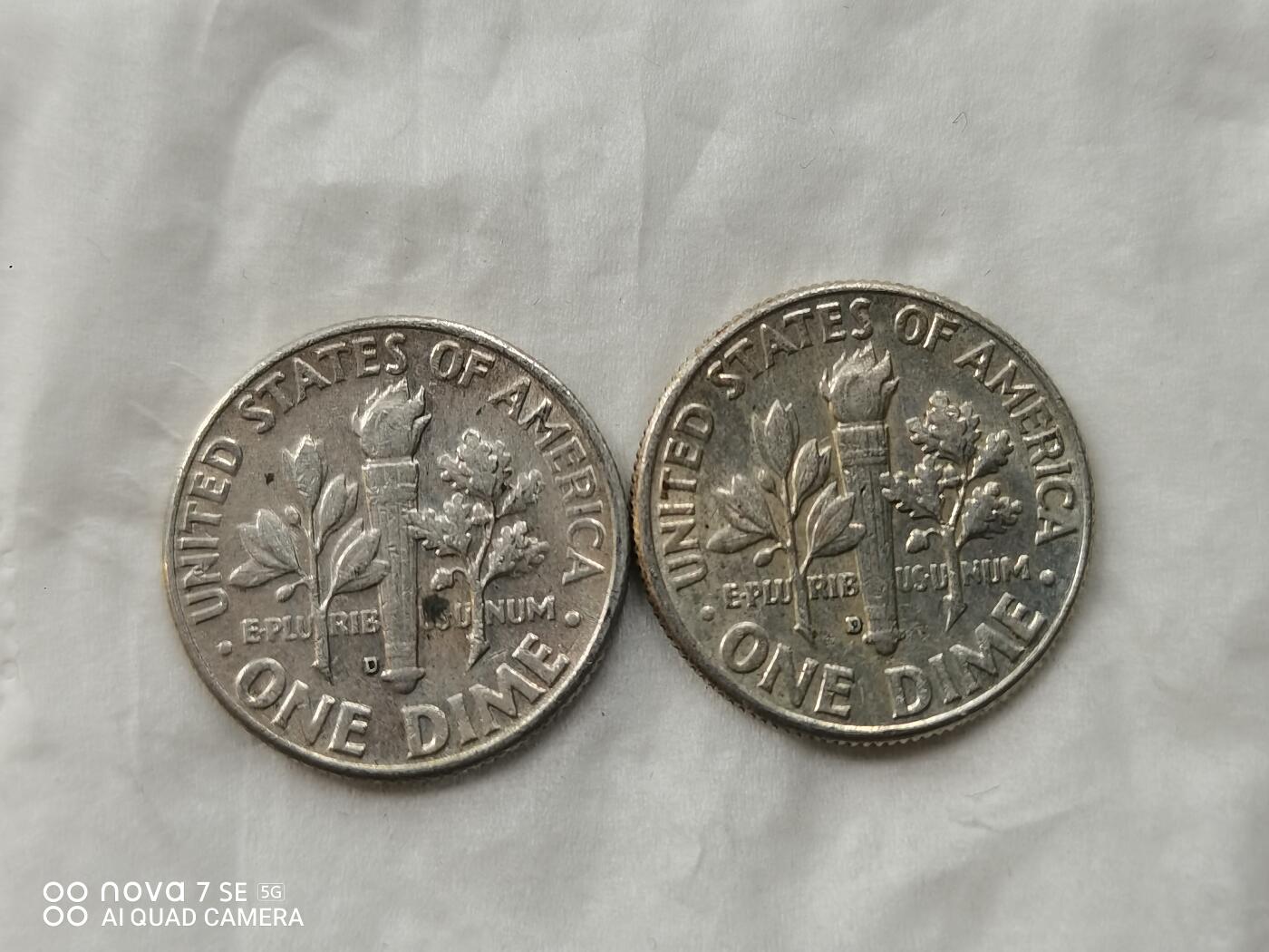 银币 1963年美国10分银币（2枚）