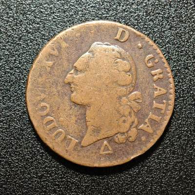 【德藏】世界币章拍卖第168期（拍品征集中~欢迎藏友联系） - 1791年 法国路易十六1苏铜币 直径约：28.3mm；重约：11.5g