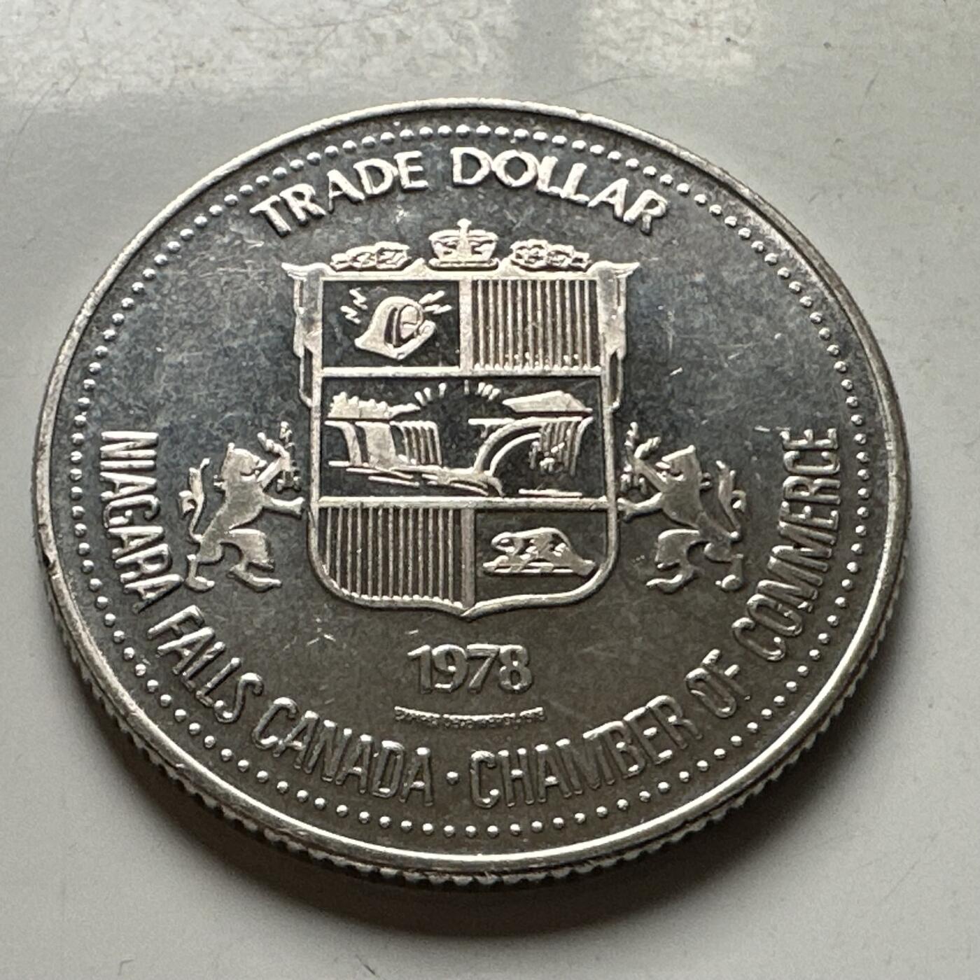 🌹外币初藏🌹🐯2026年第30场   每周二四六晚8️⃣点 接代拍 加拿大 1978年 尼亚加拉瀑布 发现300周年 1贸易元代用币 11.5g-38.0mm