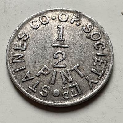 🌹外币初藏🌹🐯2026年第30场   每周二四六晚8️⃣点 接代拍 - 英国斯坦因斯19~20世纪 消费合作社 1/2品脱牛奶代用币 25.4mm