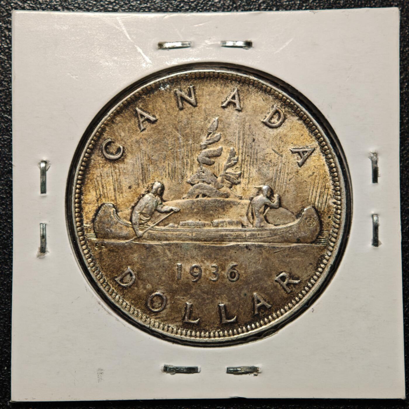 【德藏】世界币章拍卖第168期（拍品征集中~欢迎藏友联系） 老藏家集藏系列之- 1936年 加拿大1元银币 800银 直径约：36mm；重约：23.3g 入册20余年·附有当年购入价