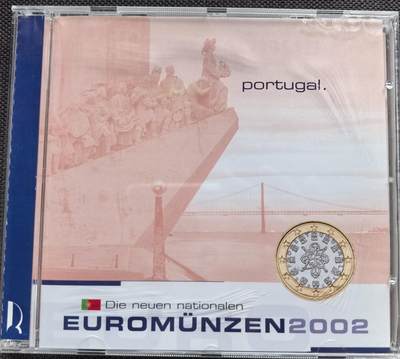 外国优质老铜币银币苏联纪念章，每周六晚九点倒数截拍，满百包邮可寄存，持续收拍 - 欧元硬币-2002年葡萄牙（首发版+CD盒）