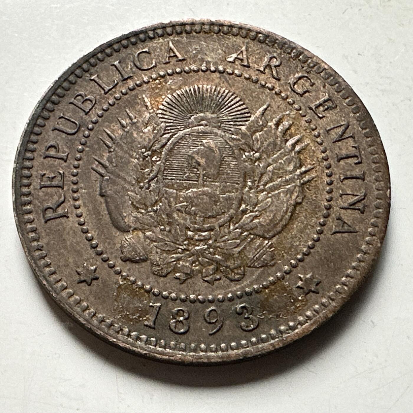 🌹外币初藏🌹🐯2026年第30场   每周二四六晚8️⃣点 接代拍 阿根廷 1893年 自由女神 1分铜币