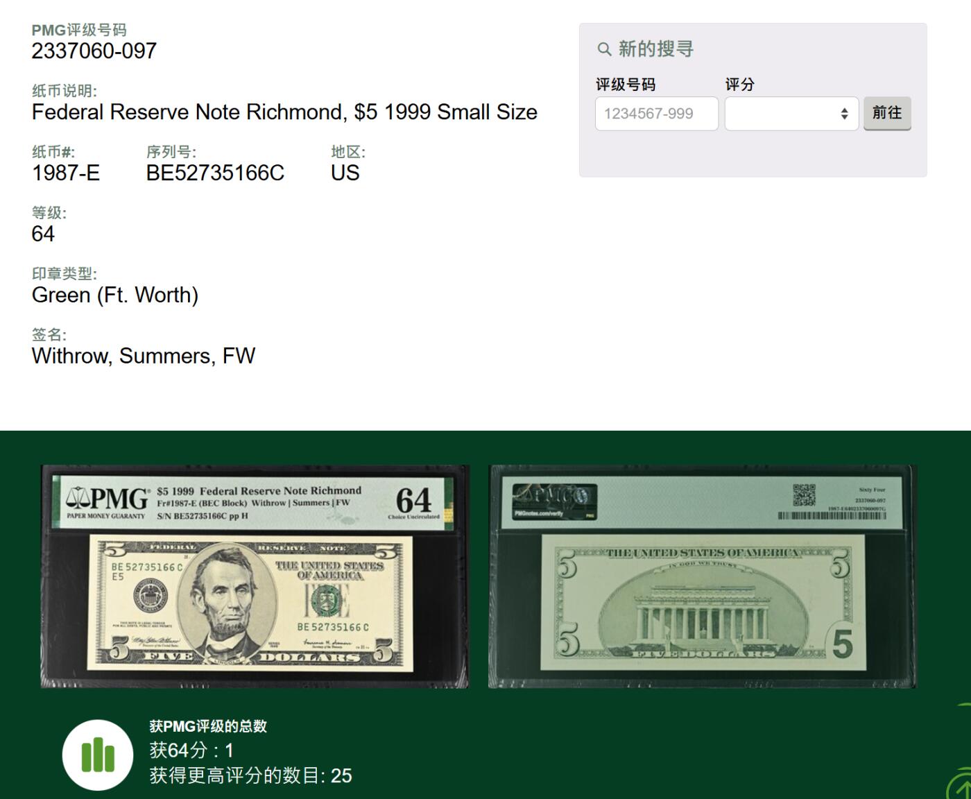 【礼羽收藏】🌏世界钱币拍卖129期 1999年 大头首发 5美