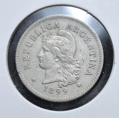 外国优质老铜币银币苏联纪念章，每周六晚九点倒数截拍，满百包邮可寄存，持续收拍 - 阿根廷1899年10分，正面为自由女神头像与国名，背面是花环与面值，见证了阿根廷近代货币体系与南美独立后的经济发展，是 19 世纪末拉美钱币的典型代表。