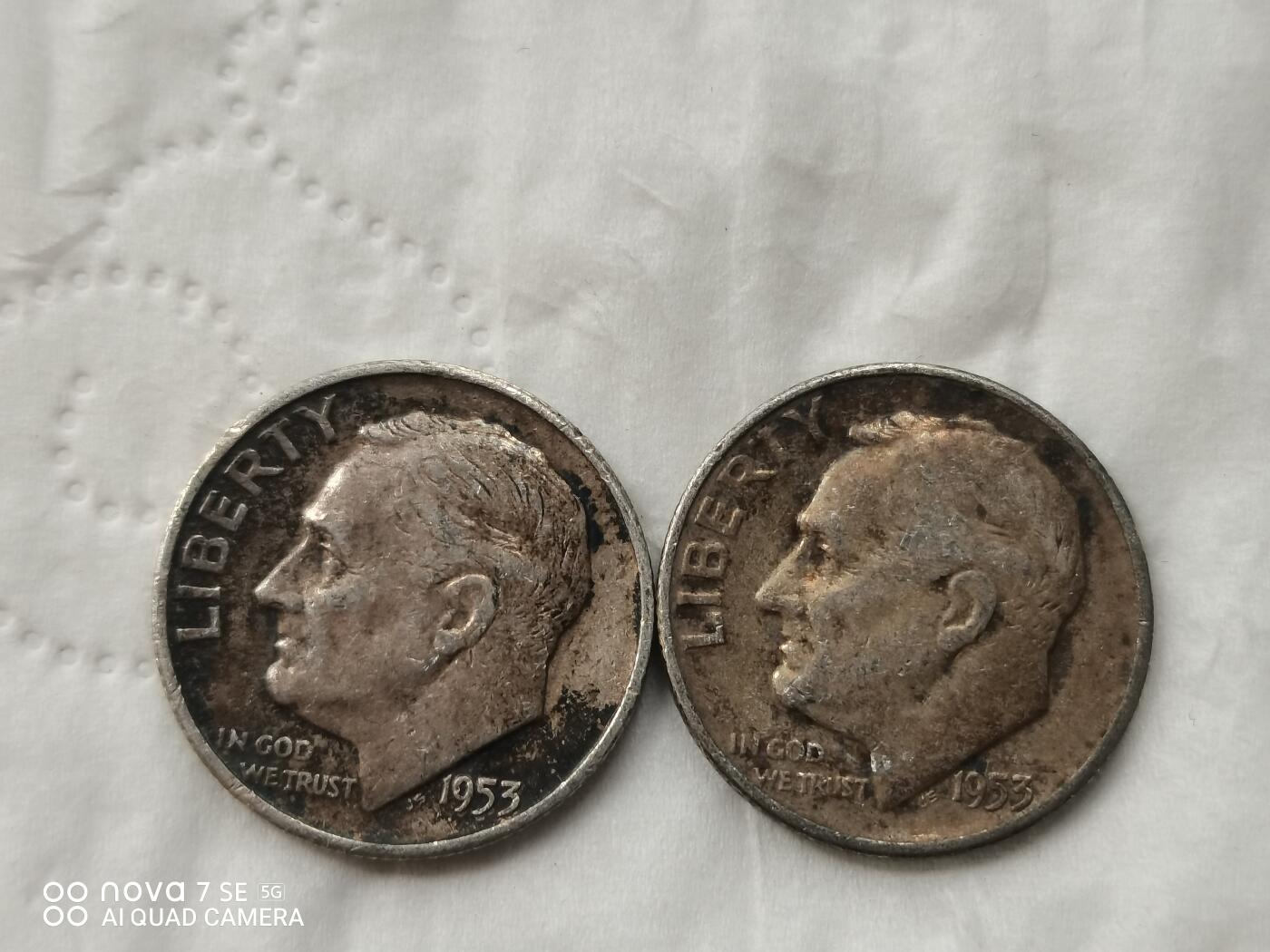 银币 1953年美国10分银币（2枚）