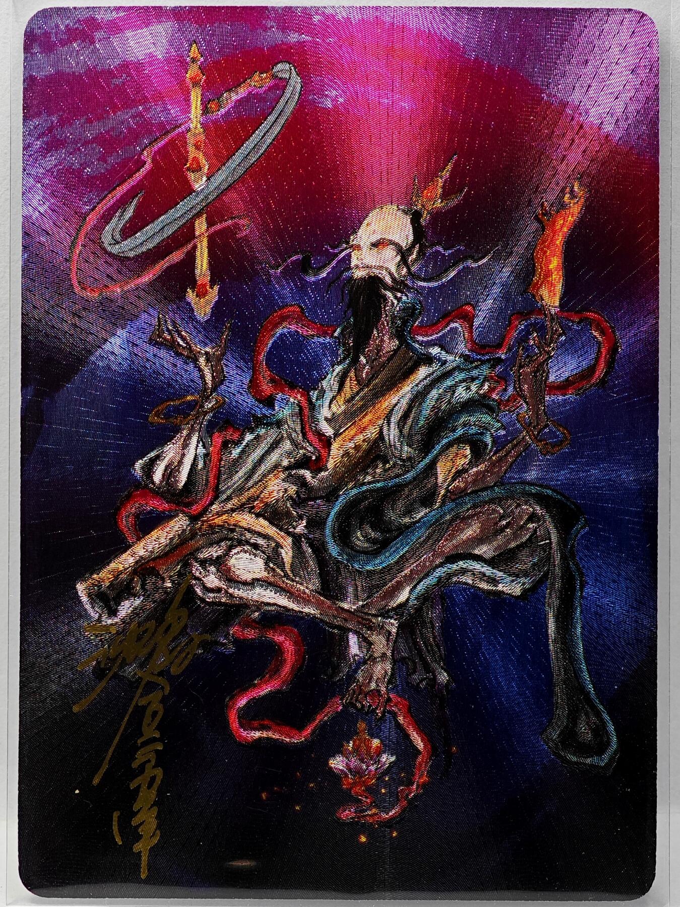 白泽拍卖卡牌手绘专场第34期（花朝去了又春分 草如茵 柳烟新） 2025 启读文化 封神 道行天尊  沈鑫亲签 粗闪 卡夹封装