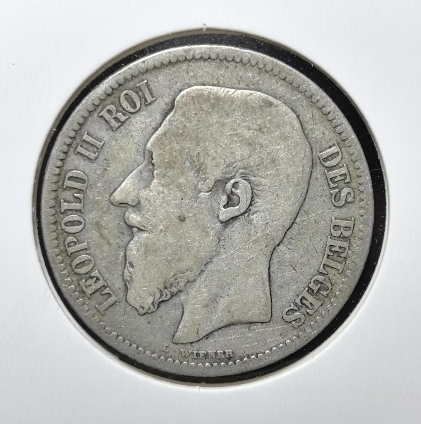 外国优质老铜币银币苏联纪念章，每周六晚九点倒数截拍，满百包邮可寄存，持续收拍 比利时1868年2法郎银币，由利奥波德二世统治时期铸造。正面为国王头像，背面是国徽与 “团结就是力量” 格言，属比利时君主制时期流通币。