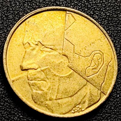 泉币菌-第213场-拍品多 请提前出价（工作最近较忙 发货不及时，望理解） - 1986年 比利时 5法郎铜币 分裂的人格 24mm