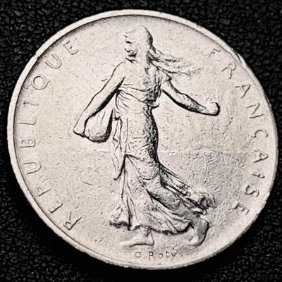 泉币菌-第213场-拍品多 请提前出价（工作最近较忙 发货不及时，望理解） - 1960年 法国1法郎 播种女神 24mm
