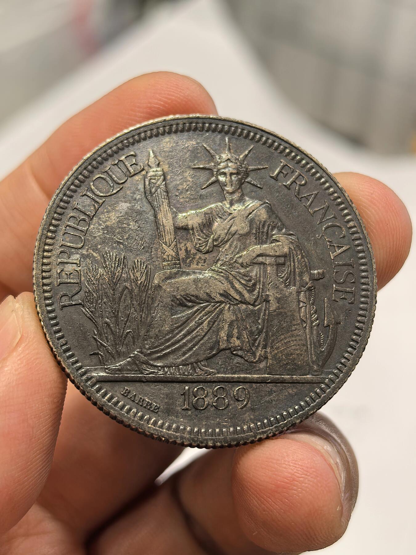 博洋堂世界钱币拍卖第165期（全场包邮） 法属印支1889年加重坐洋 重包浆