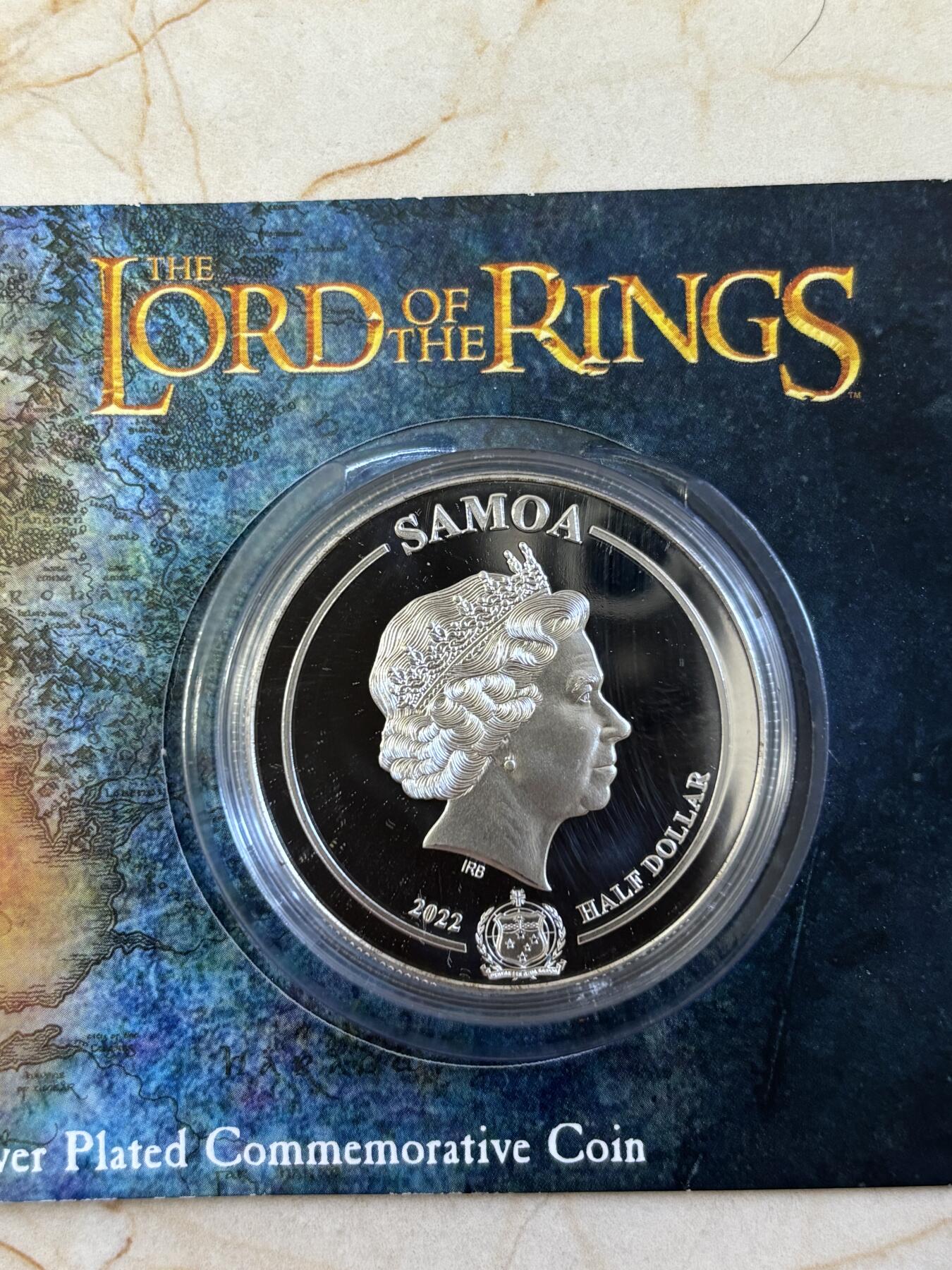 第194期拍卖 卡装萨摩亚2022年指环王24K镀金镀银纪念币