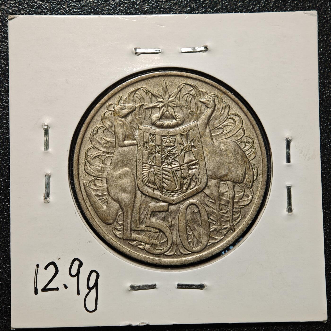 【德藏】世界币章拍卖第168期（拍品征集中~欢迎藏友联系） 老藏家集藏系列之- 1966年 澳大利亚50分银币 800银 直径约：31.6mm；重约：12.9g 入册20余年·附有当年购入价