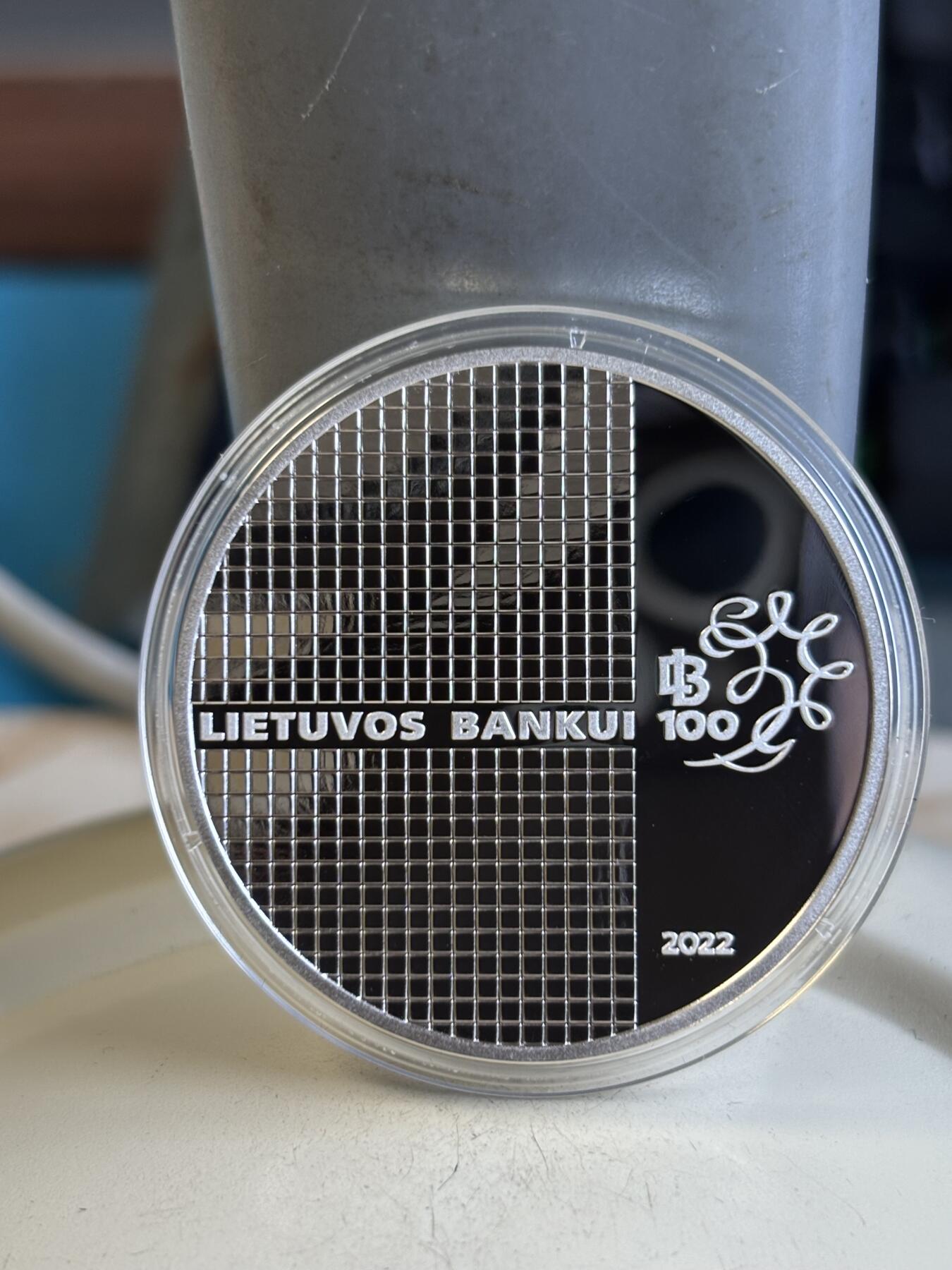 第194期拍卖 立陶宛2022年立陶宛银行成立20欧精制纪念银币，925银，28.28克，发行2750枚