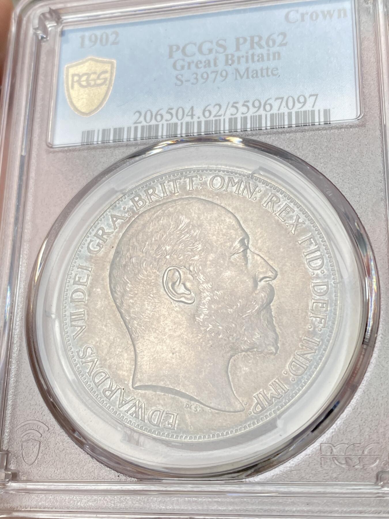 万国钱币拍卖第063期 PCGS PR62 1902年英国爱德华七世精制马剑克朗 精制MATTE工艺素描质感 罕见熟美天鹅绒五彩收藏级