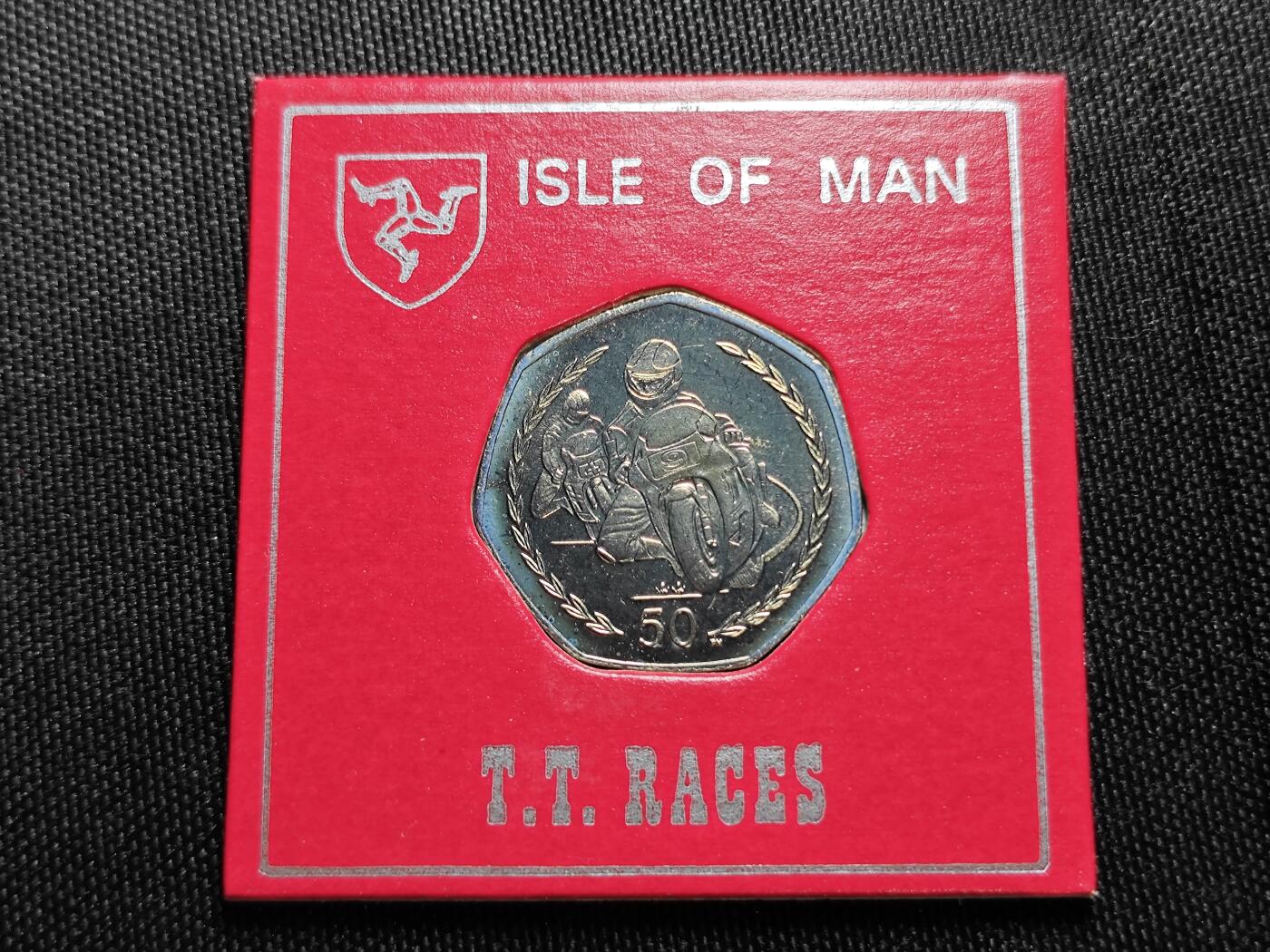 KK钱币收藏小铺   套币专场 2月预留时间 周末发货 1998 马恩岛50便士纪念币 摩托车比赛