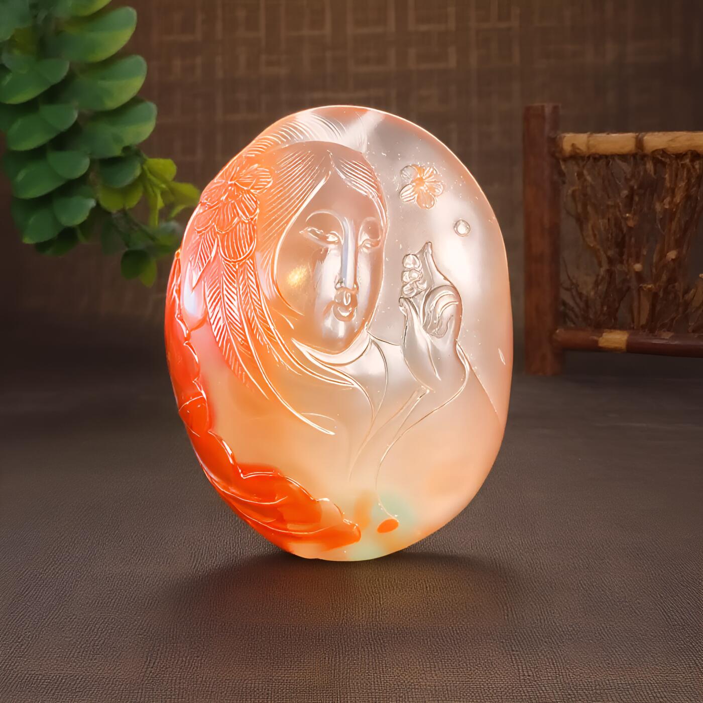 碧月说宝.君子怀瑾·当代和田玉清风专场(三) 苏工名家魏海涛作品 玉贵人荔枝冻南红巧雕吊坠